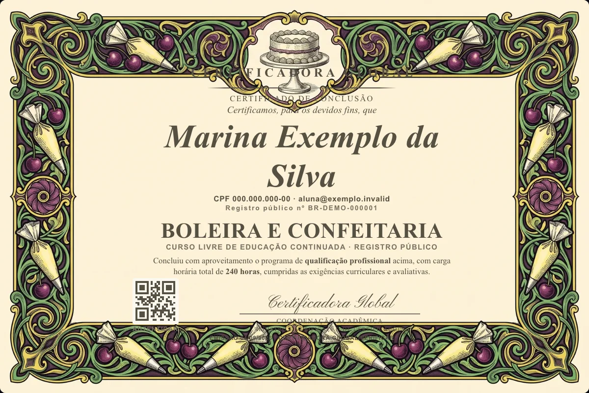 Capa do curso Boleira e Confeitaria