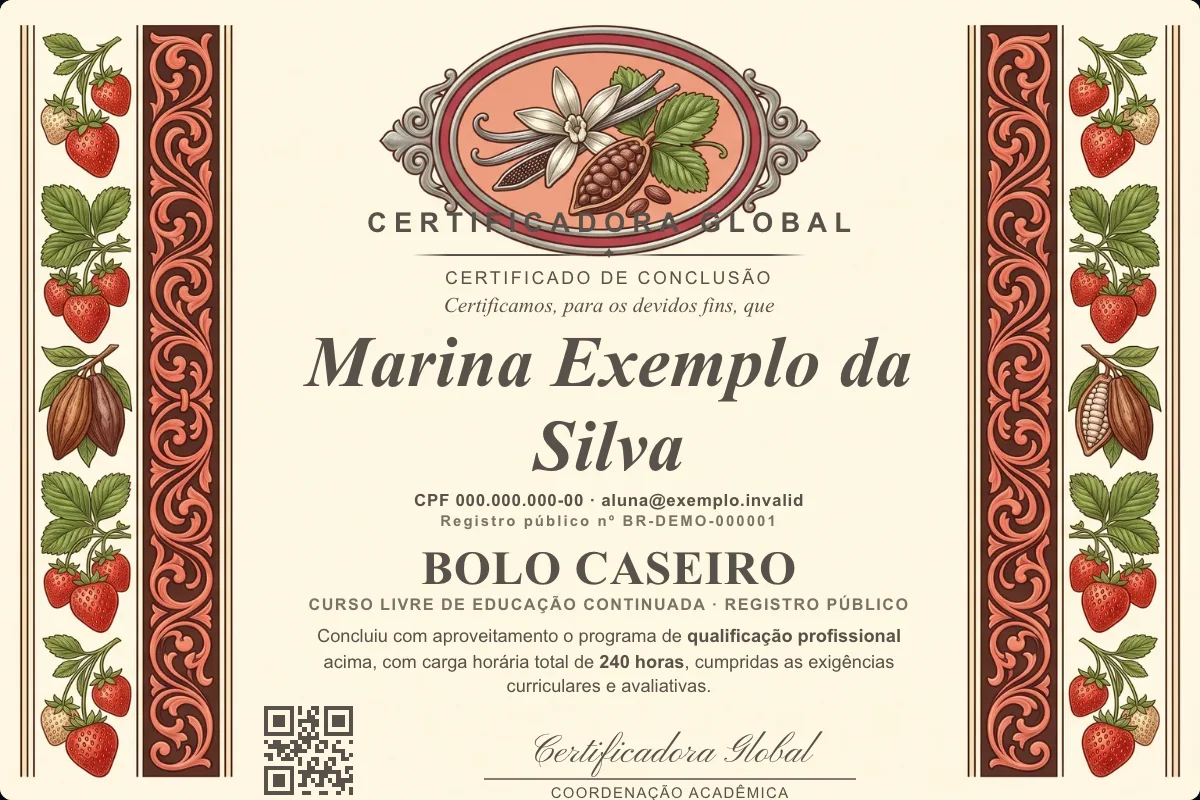Capa do curso Bolo Caseiro