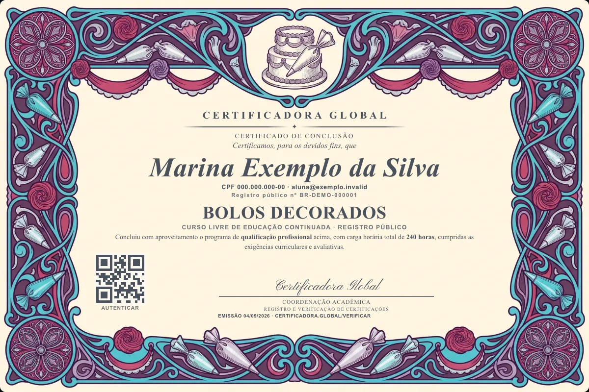 Capa do curso Bolos Decorados