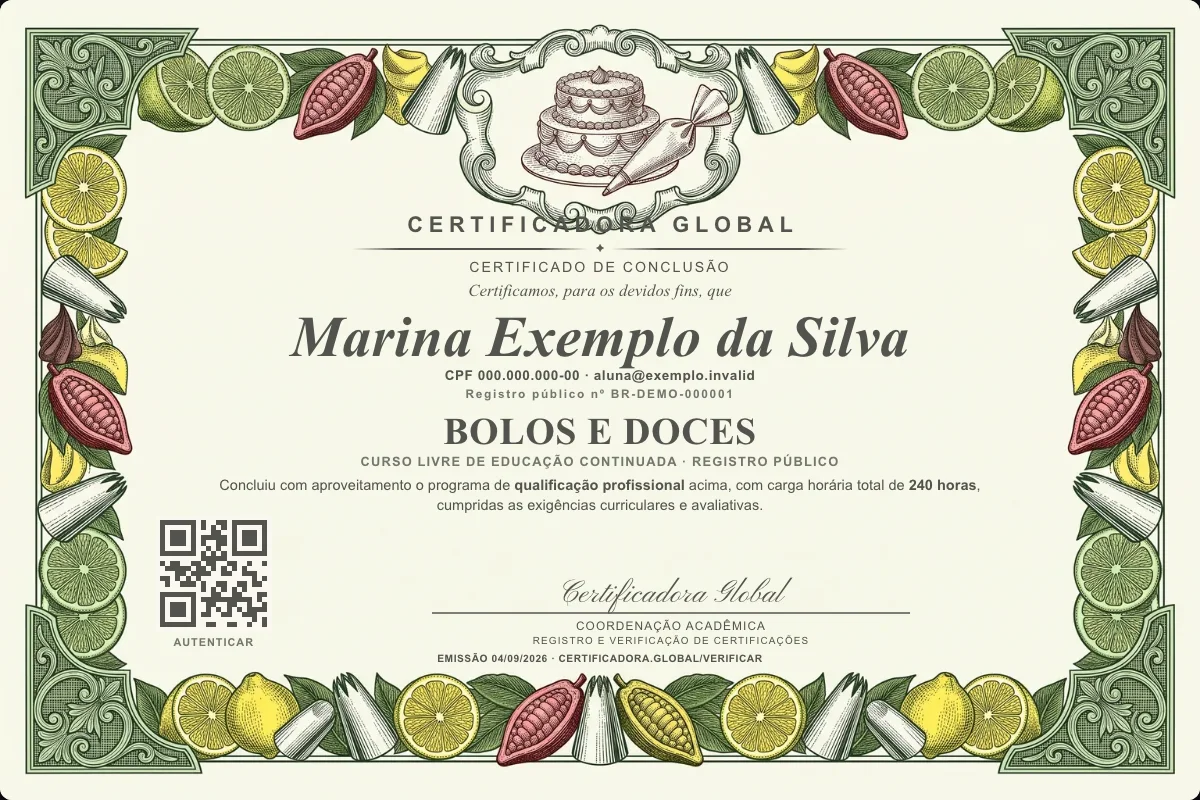 Capa do curso Bolos e Doces