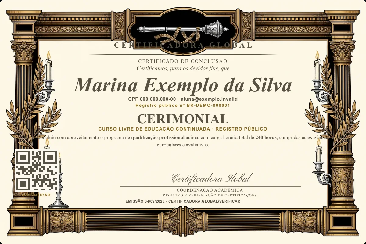 Capa do curso Cerimonial