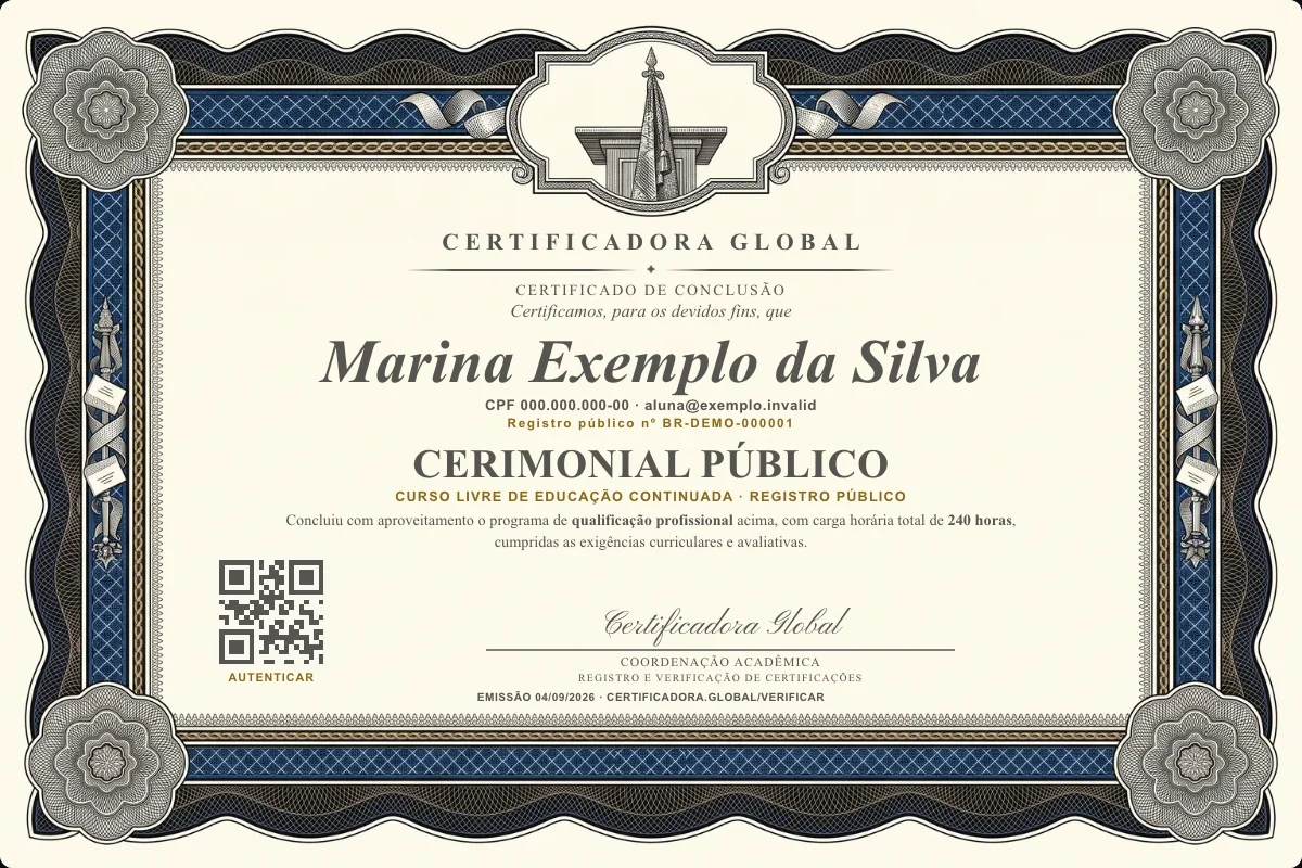 Capa do curso Cerimonial Público
