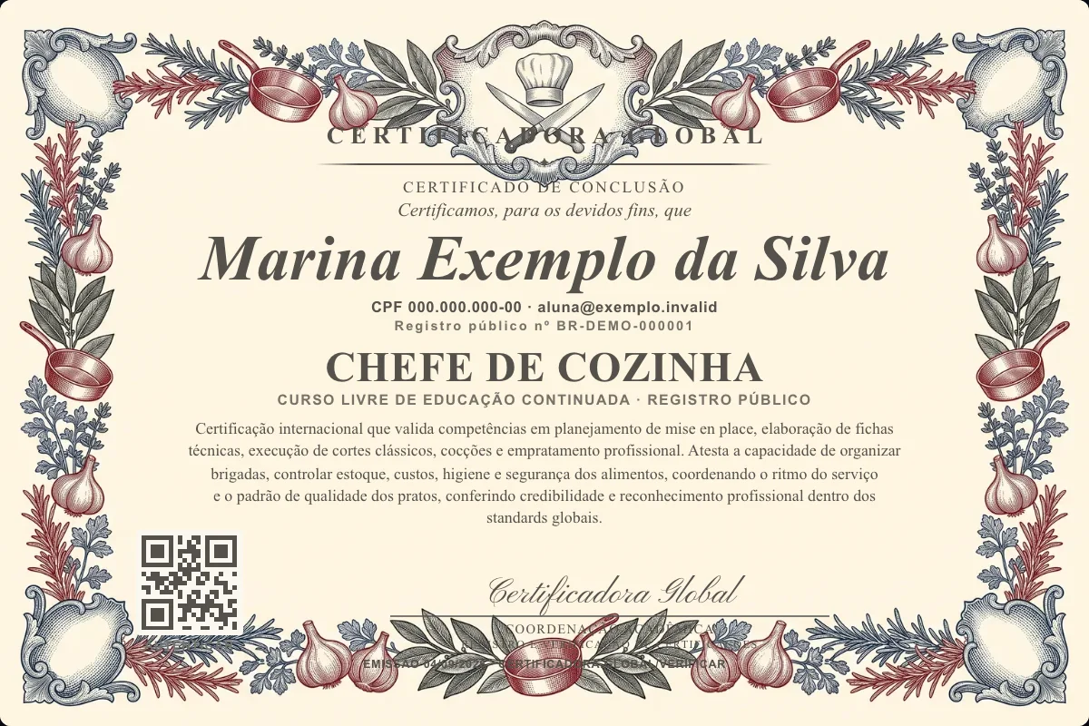 Capa do curso Chefe de Cozinha