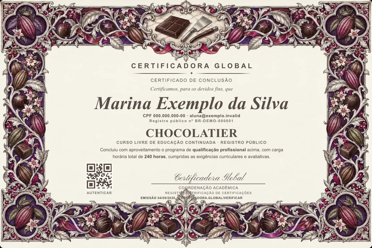 Capa do curso Chocolatier