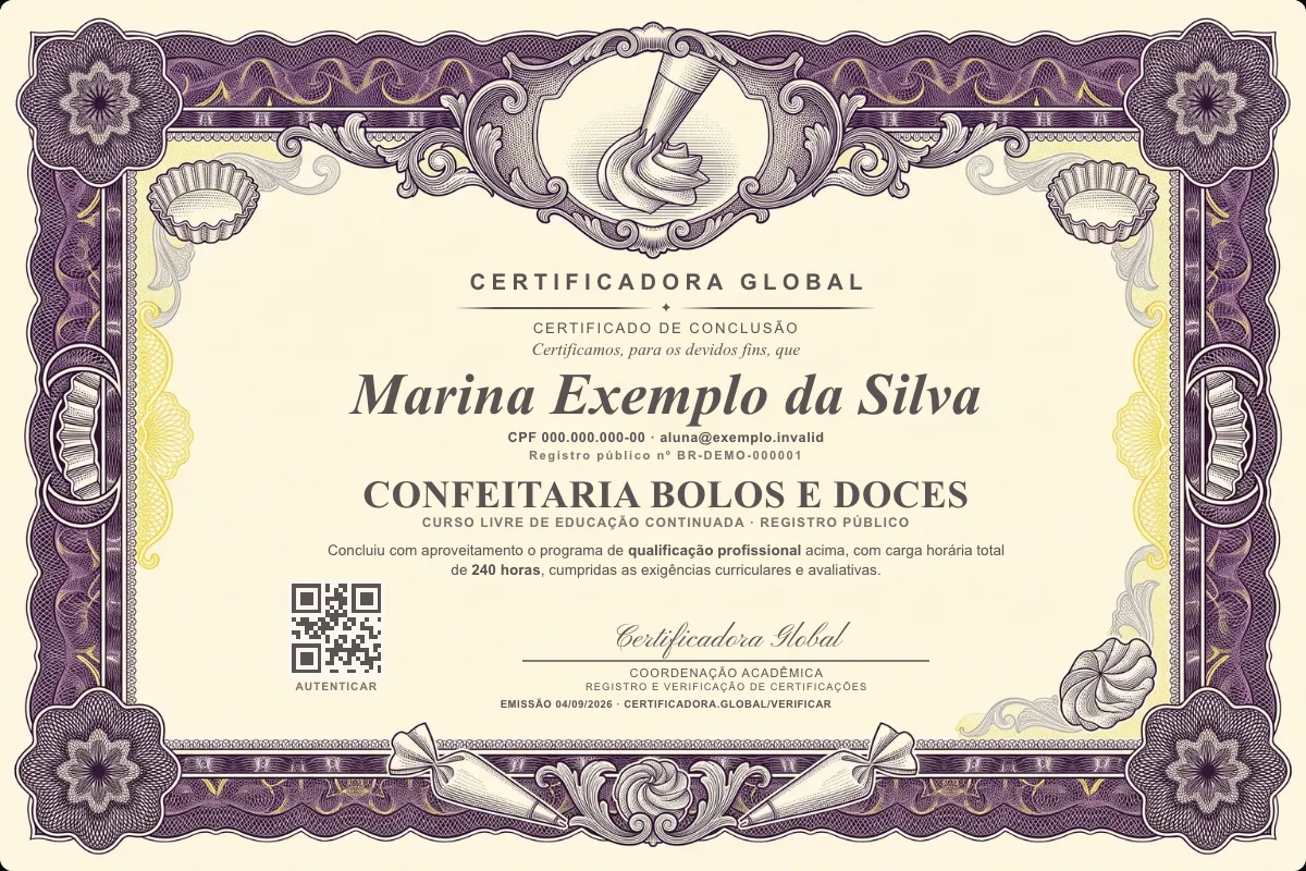 Capa do curso Confeitaria Bolos e Doces