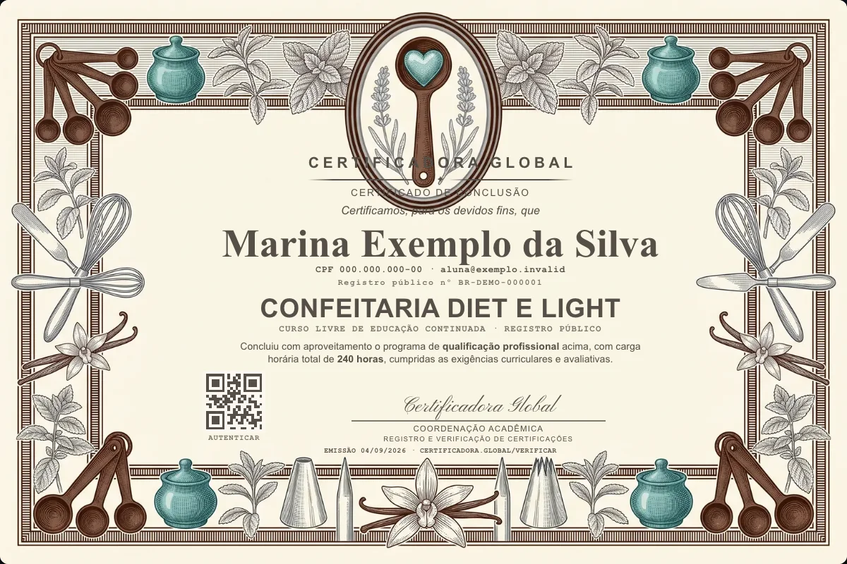 Capa do curso Confeitaria Diet e Light