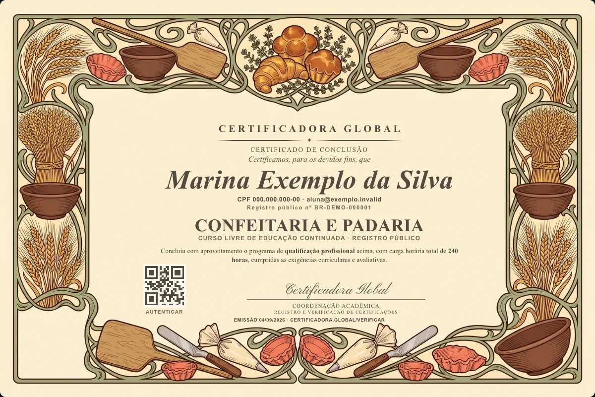 Capa do curso Confeitaria e Padaria