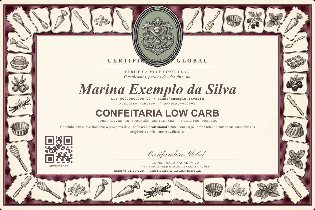 Capa do curso Confeitaria Low Carb