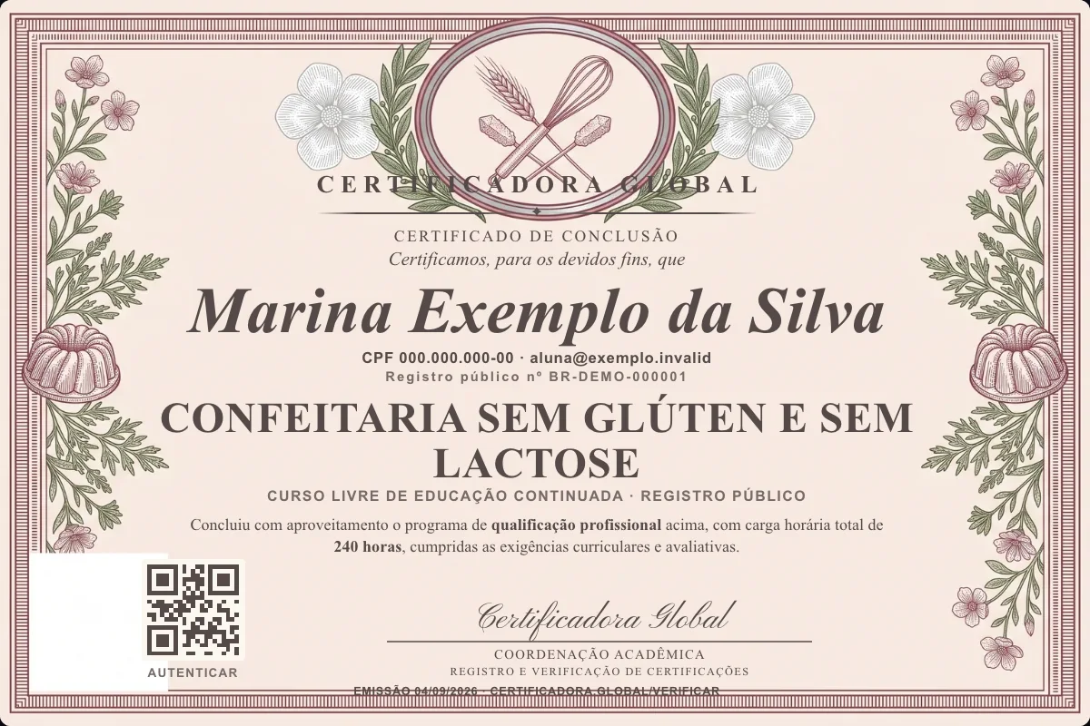 Capa do curso Confeitaria Sem Glúten e Sem Lactose