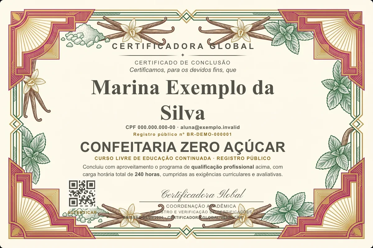 Capa do curso Confeitaria Zero Açúcar