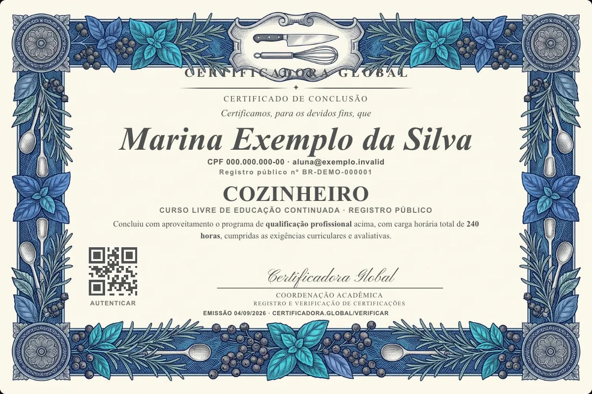 Capa do curso Cozinheiro