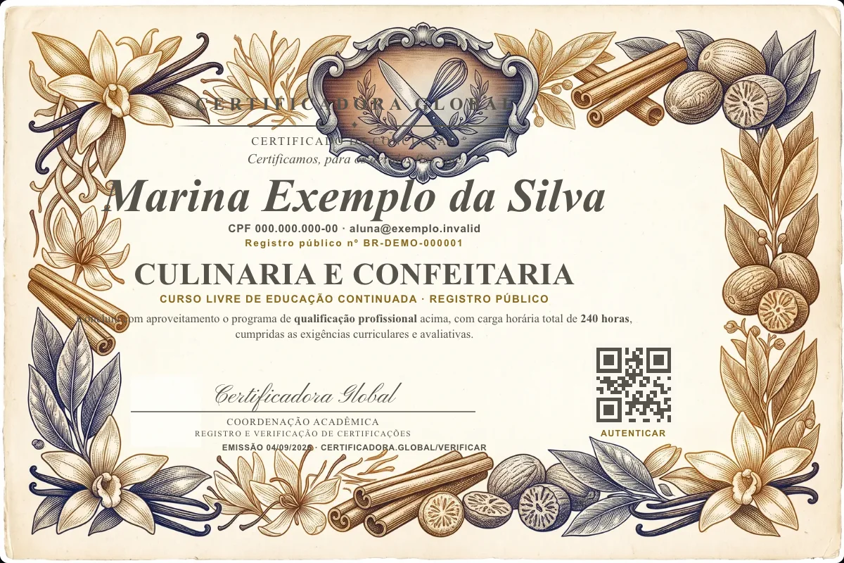 Capa do curso Culinaria e Confeitaria