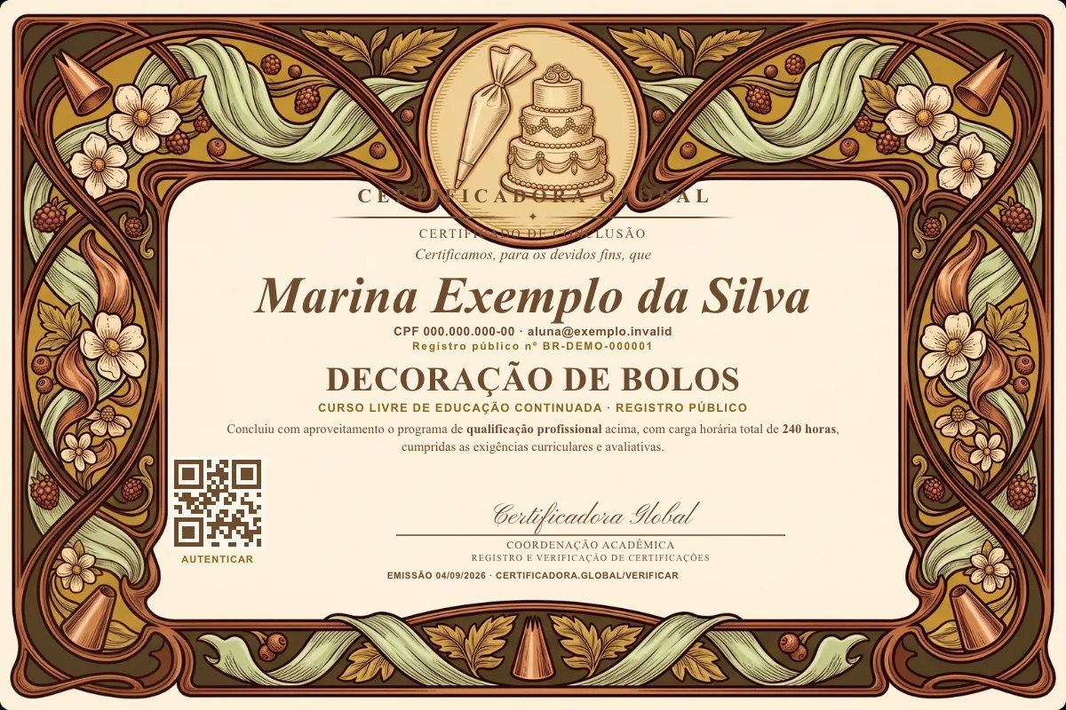 Capa do curso Decoração de Bolos