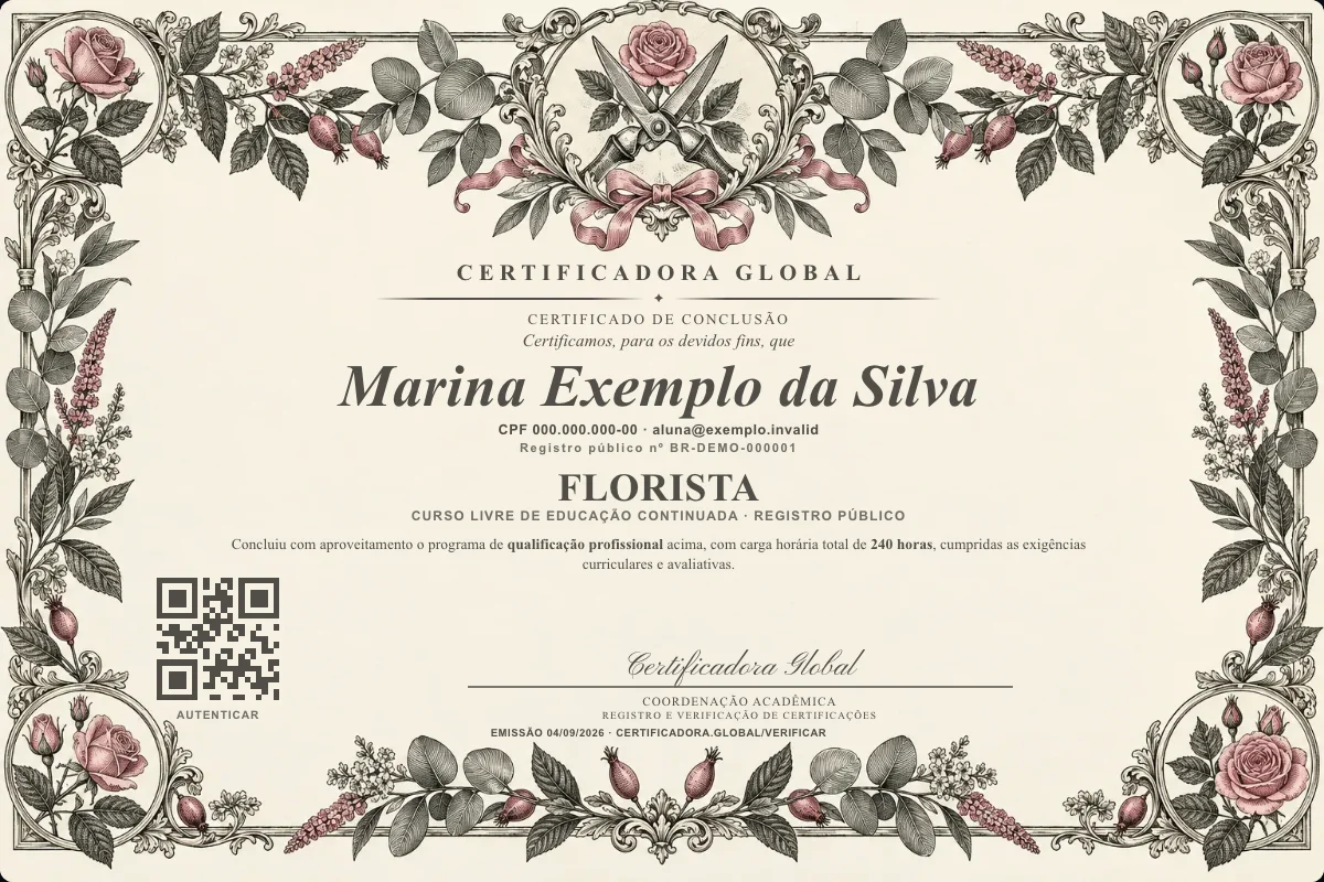 Capa do curso Florista