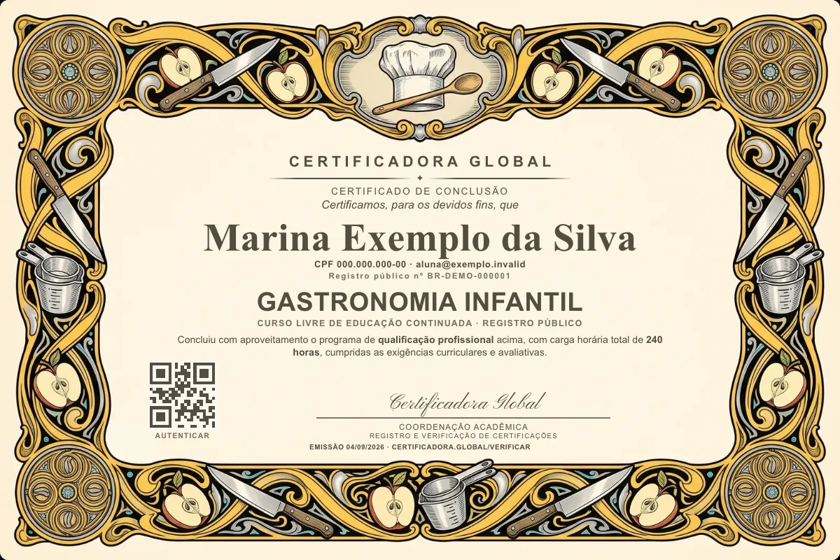 Capa do curso Gastronomia Infantil