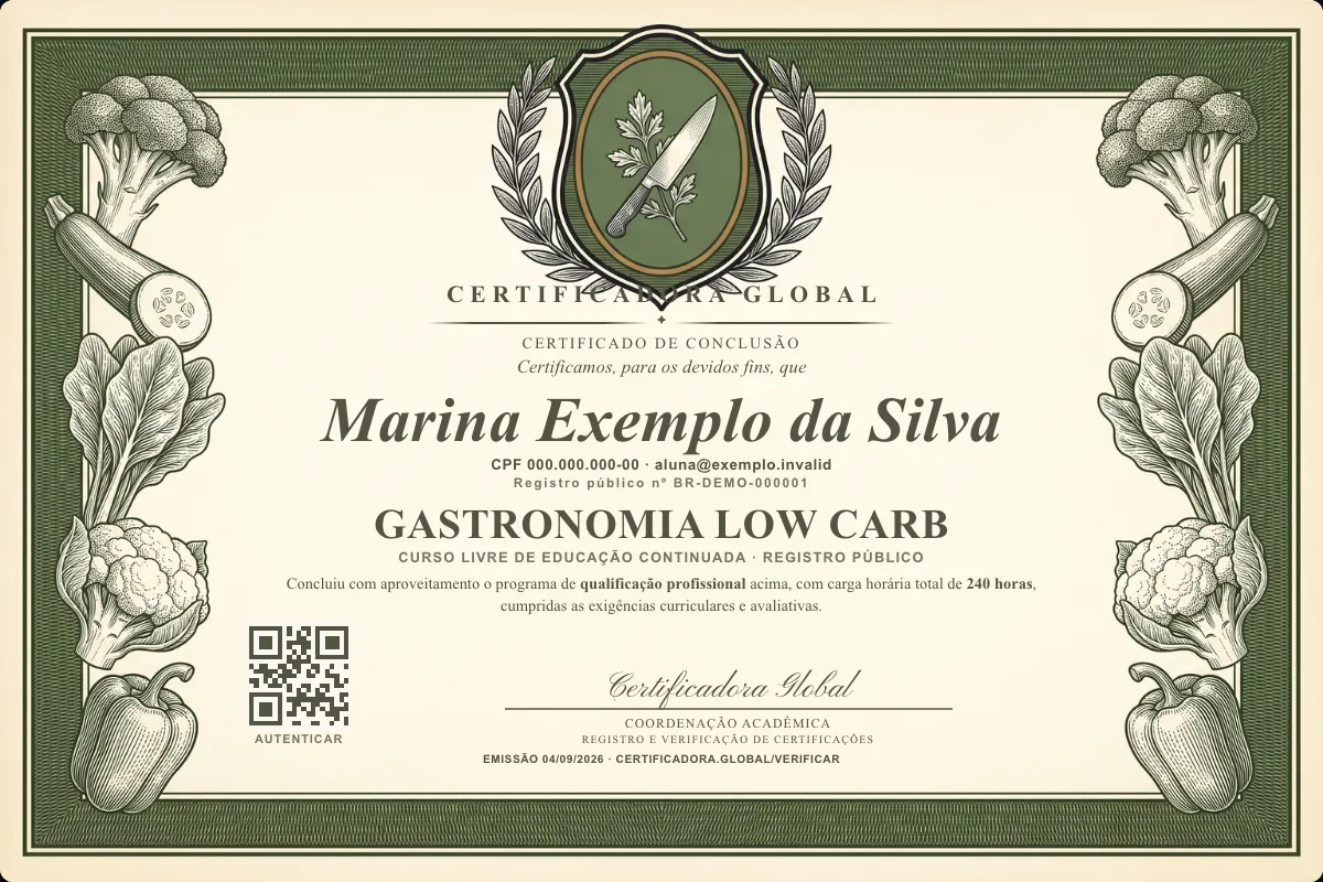 Capa do curso Gastronomia Low Carb