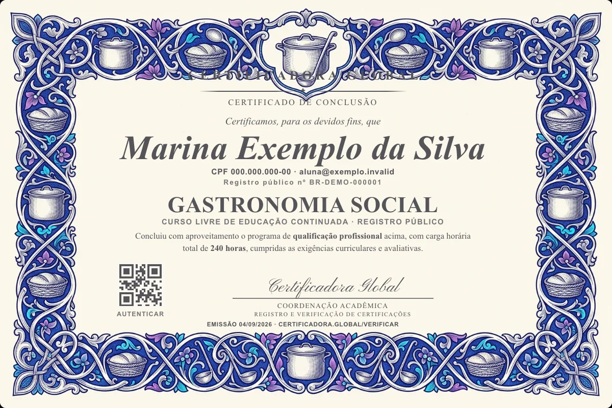Capa do curso Gastronomia Social