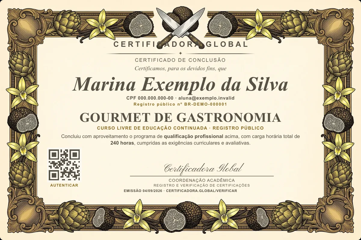 Capa do curso Gourmet de Gastronomia