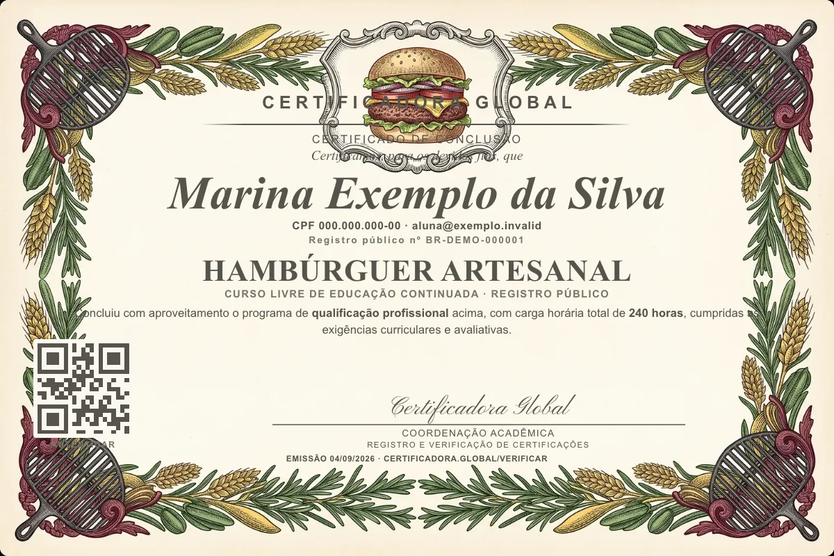 Capa do curso Hambúrguer Artesanal