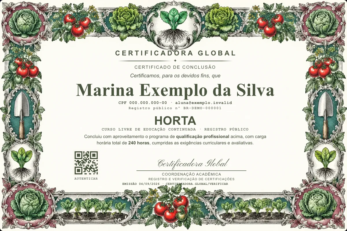 Capa do curso Horta