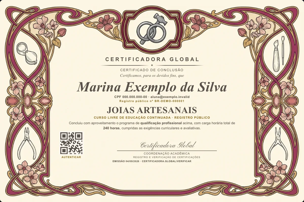 Capa do curso Joias Artesanais
