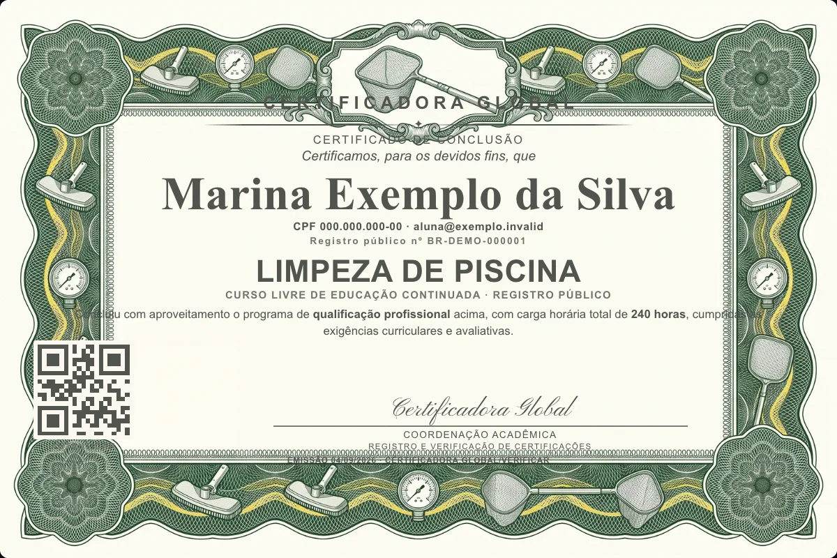 Capa do curso Limpeza de Piscina