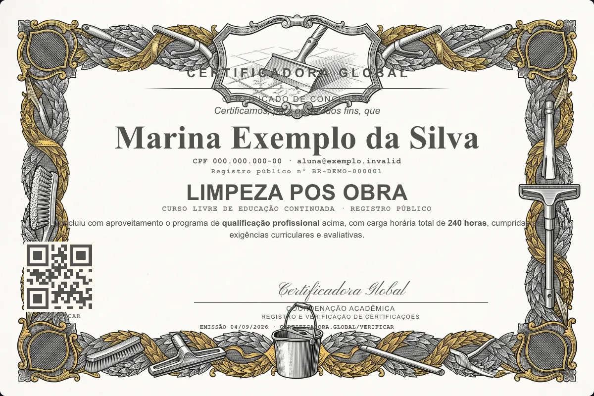 Capa do curso Limpeza Pos Obra