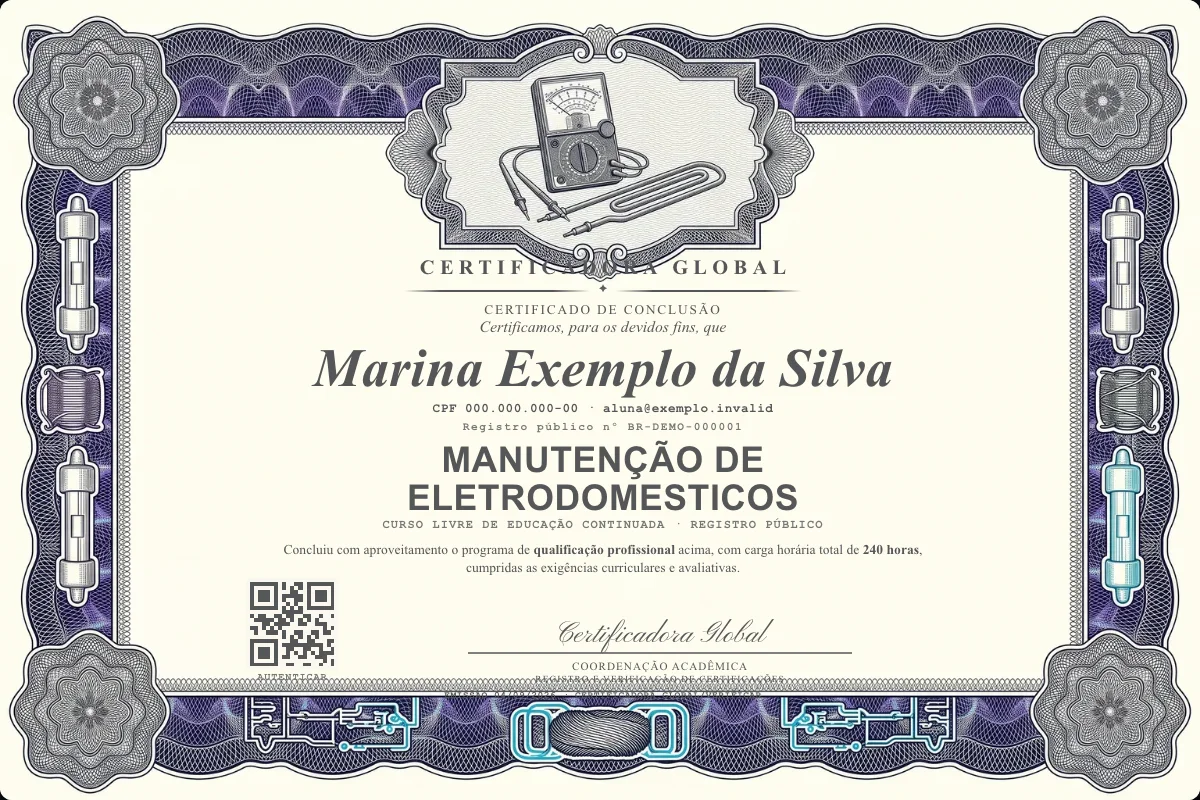 Capa do curso Manutenção de Eletrodomesticos