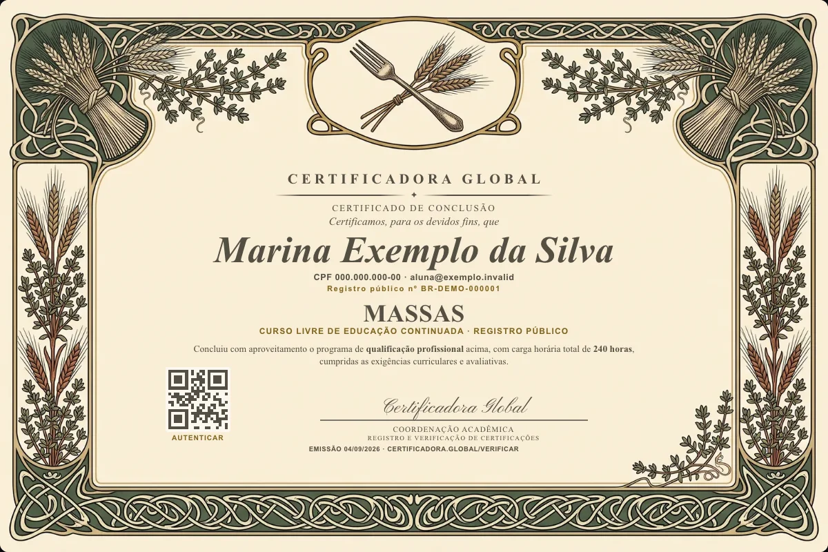 Capa do curso Massas