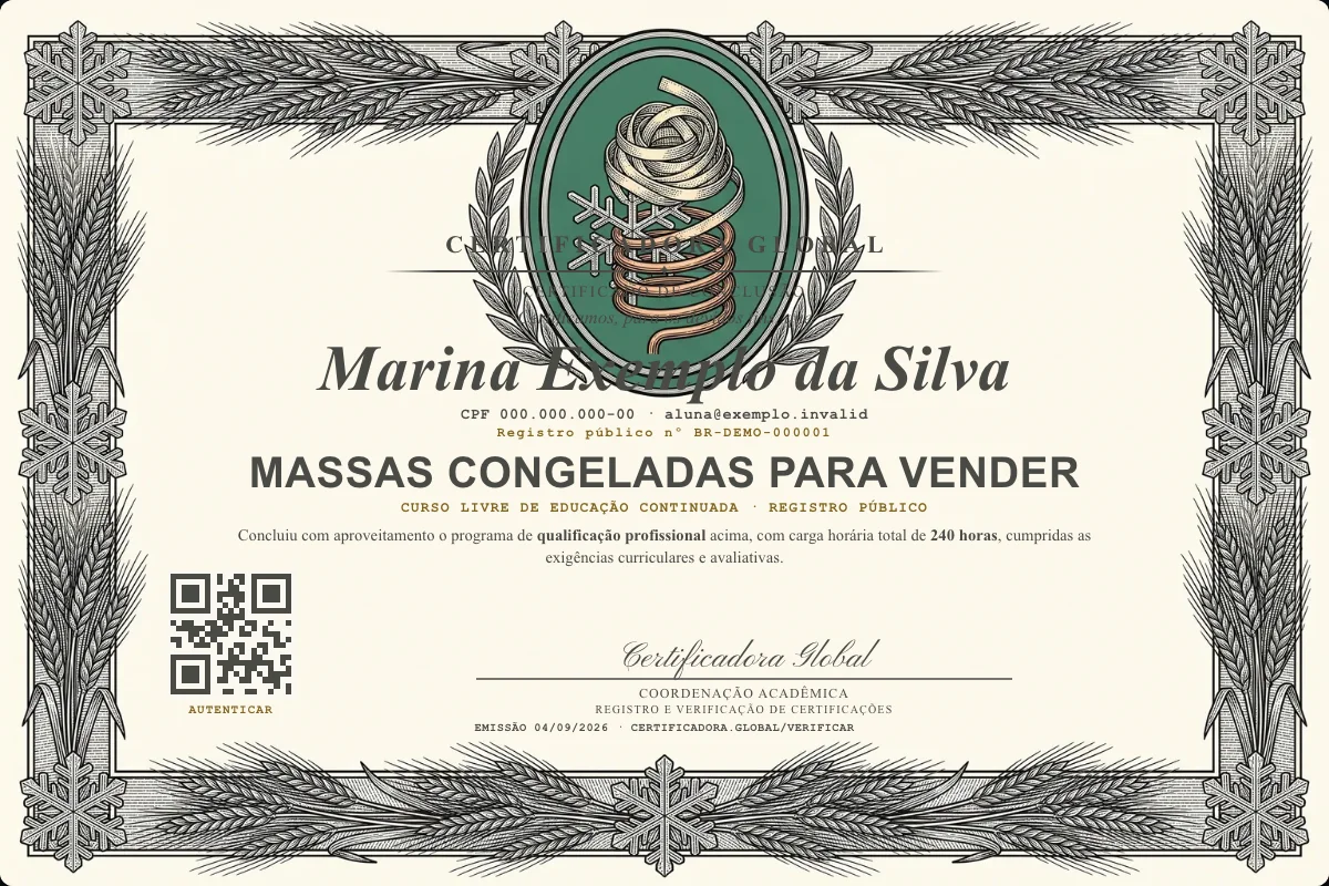 Capa do curso Massas Congeladas para Vender