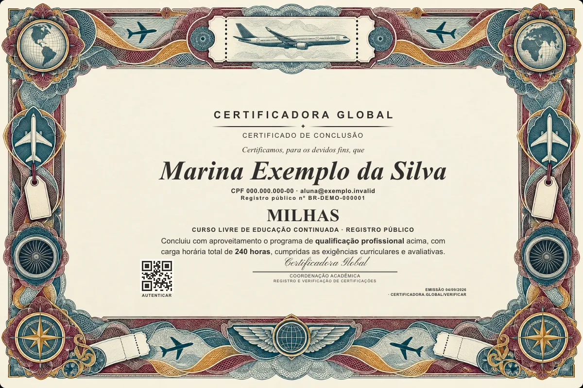 Capa do curso Milhas