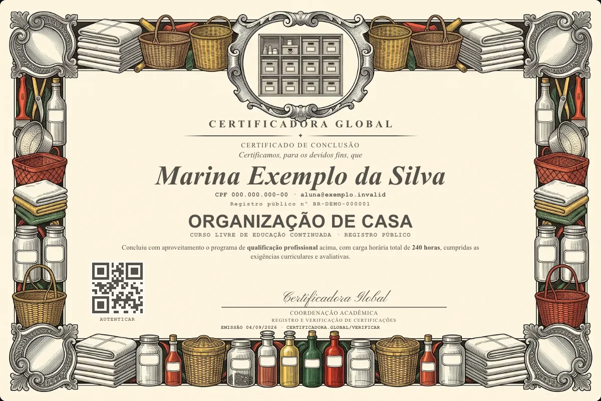 Capa do curso Organização de Casa