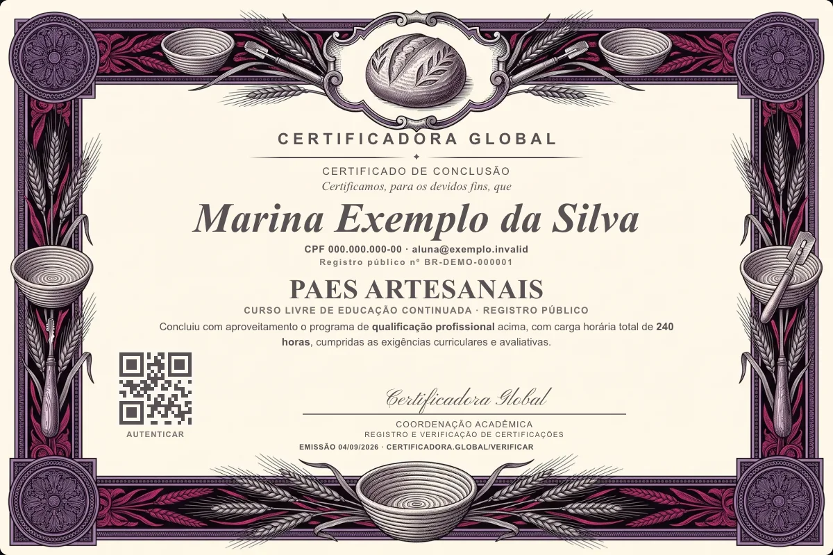 Capa do curso Paes Artesanais