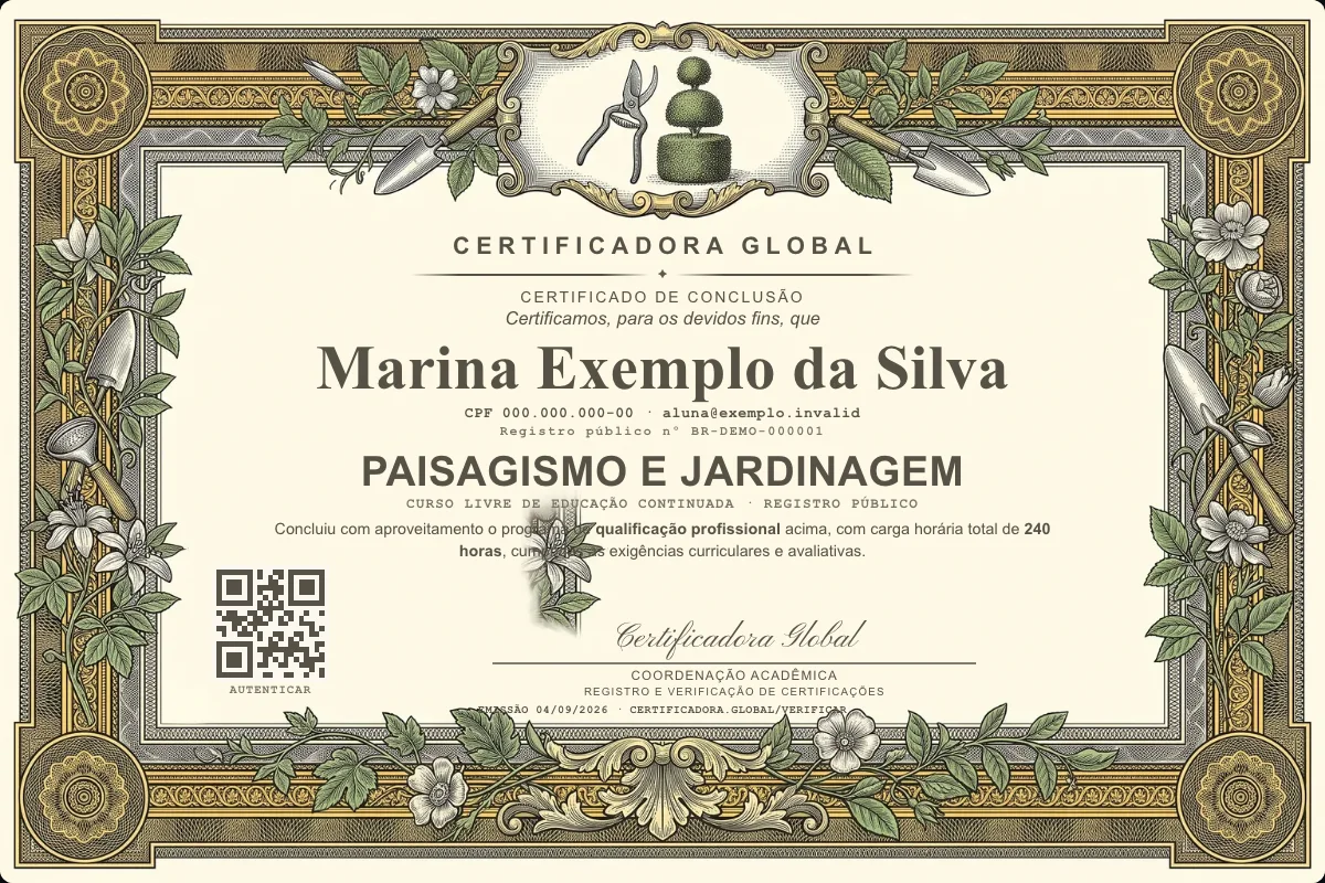 Capa do curso Paisagismo e Jardinagem