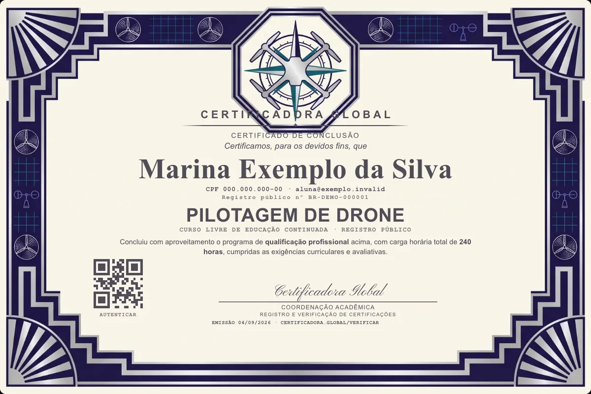 Capa do curso Pilotagem de Drone