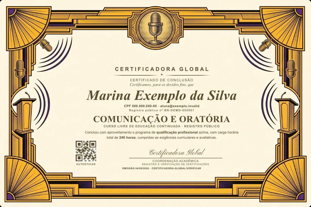 Capa do curso Comunicação e Oratória
