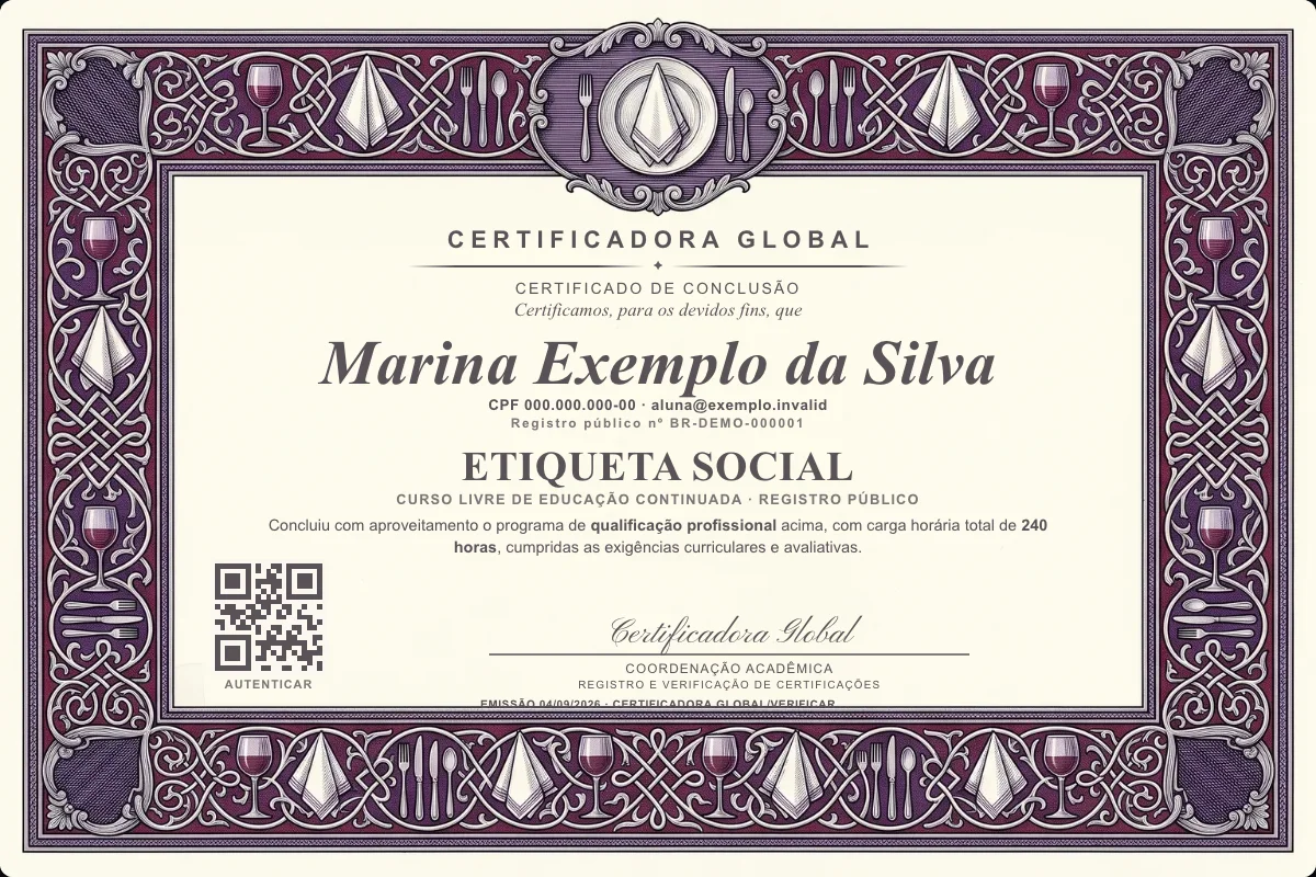 Capa do curso Etiqueta Social