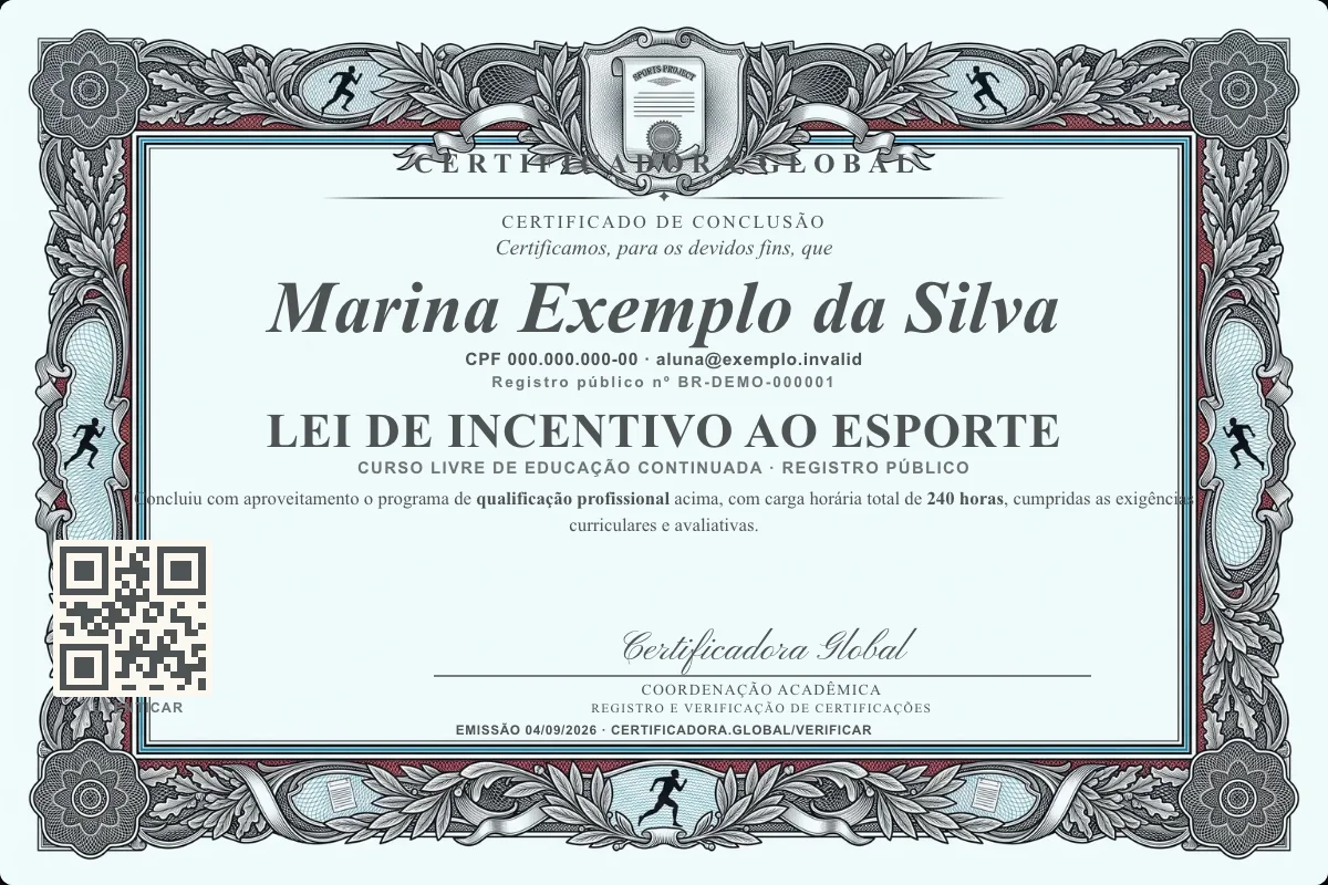 Capa do curso Lei de Incentivo ao Esporte