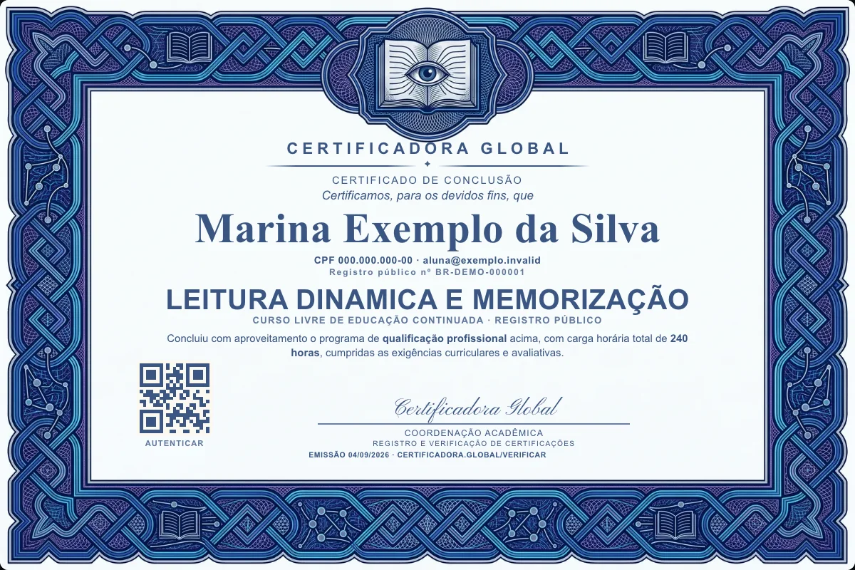 Capa do curso Leitura Dinamica e Memorização