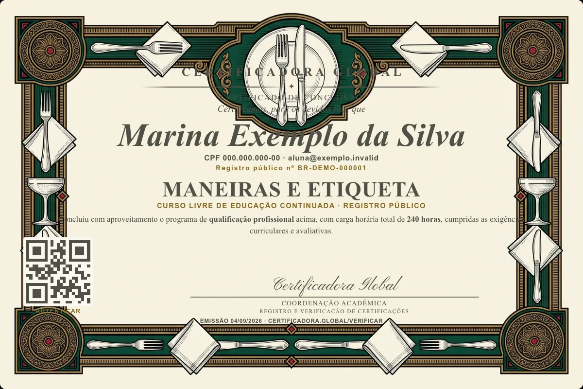 Capa do curso Maneiras e Etiqueta