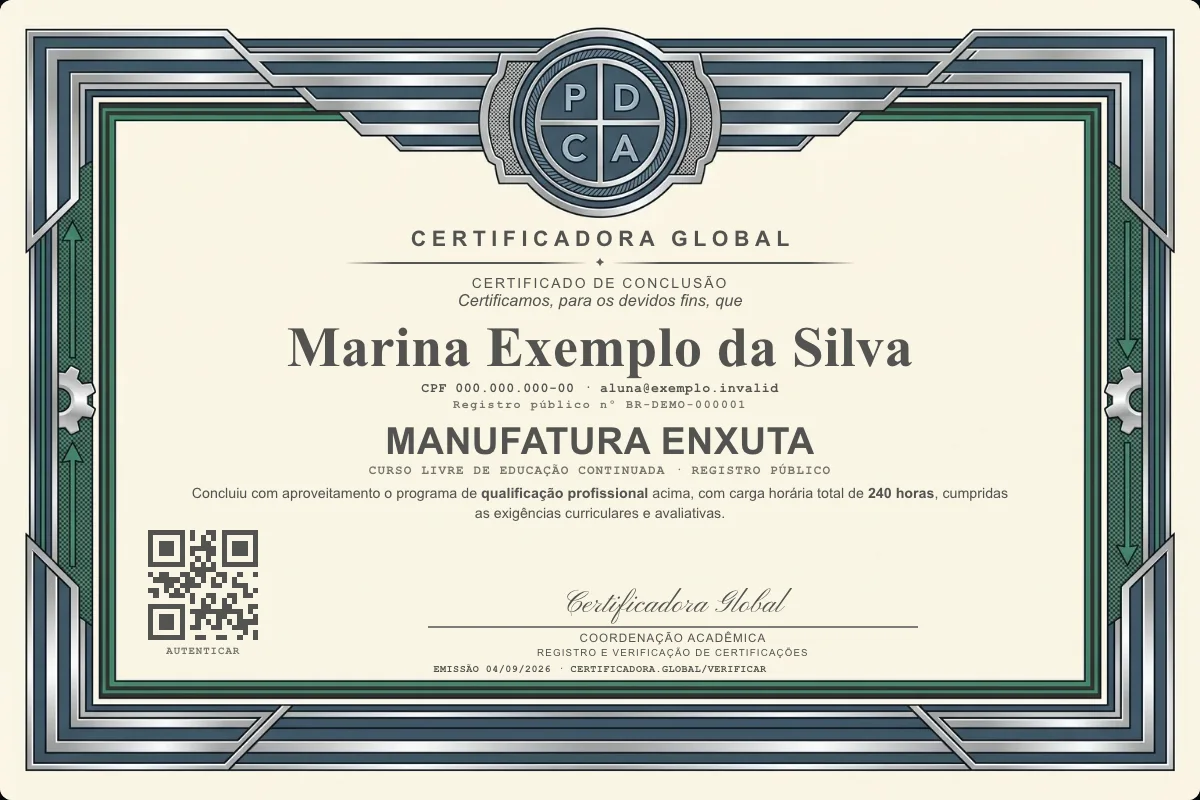 Capa do curso Manufatura Enxuta