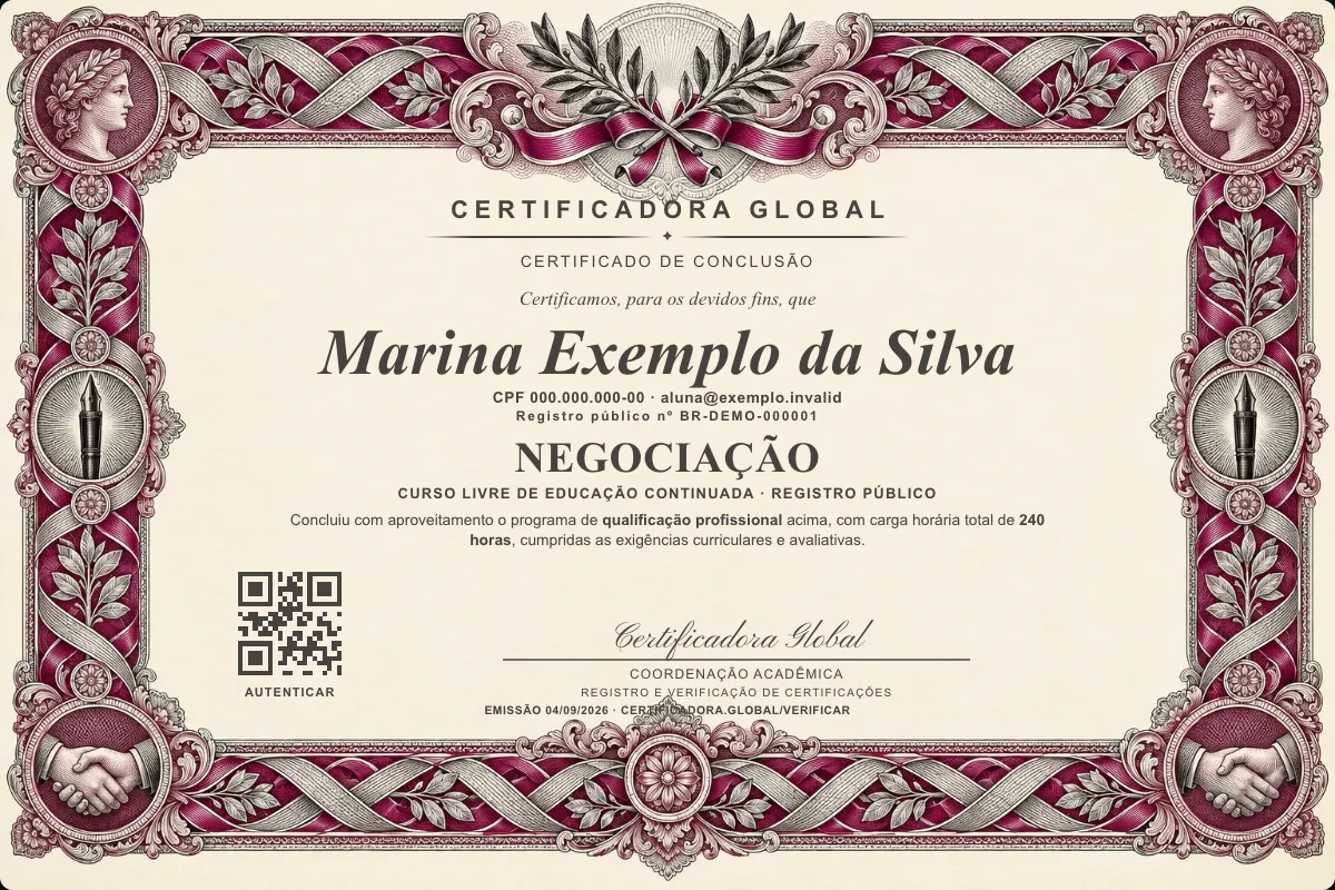 Capa do curso Negociação