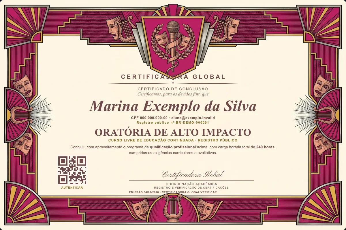 Capa do curso Oratória de Alto Impacto