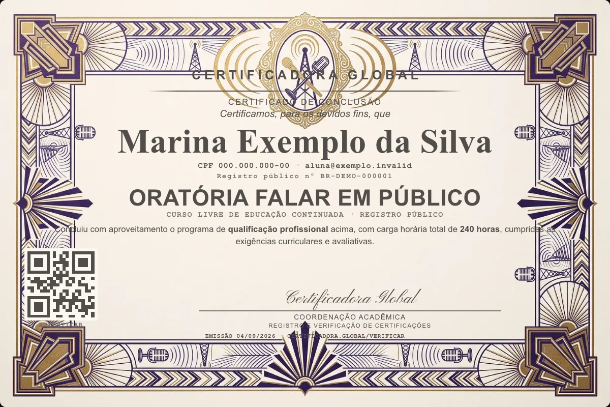 Capa do curso Oratória Falar em Público