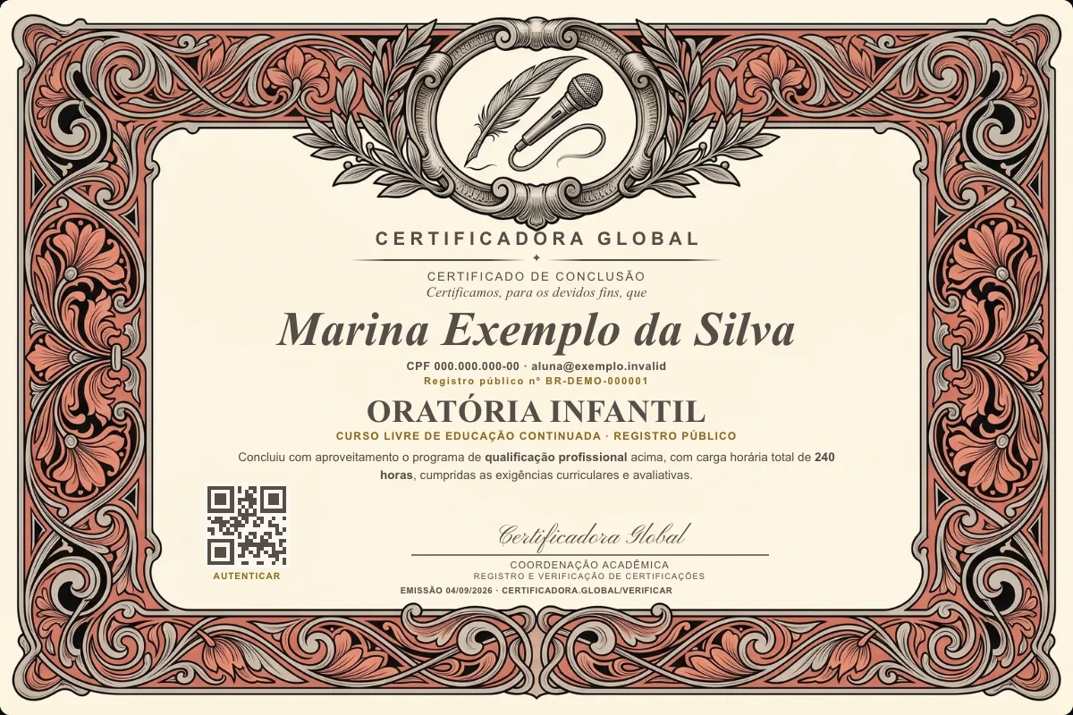 Capa do curso Oratória Infantil