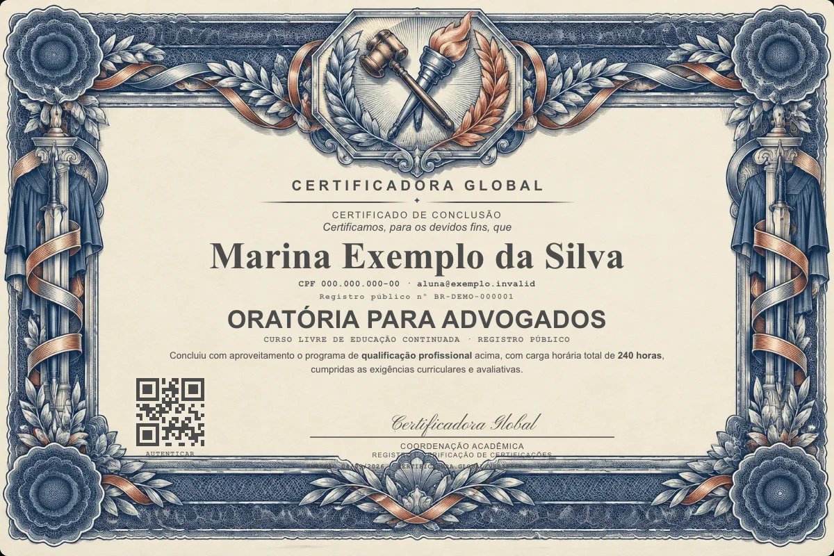 Capa do curso Oratória para Advogados