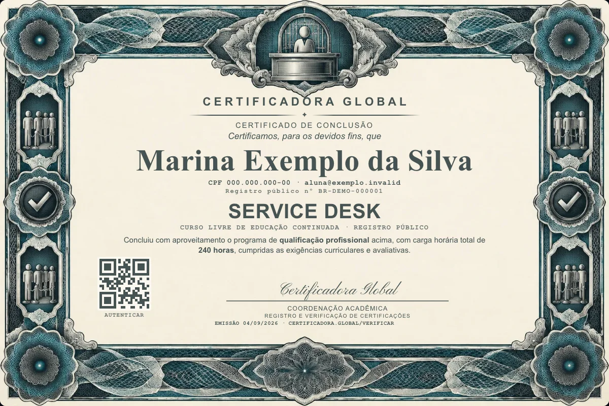Capa do curso Service Desk