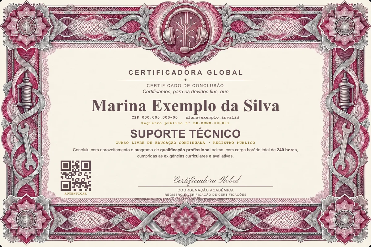 Capa do curso Suporte Técnico