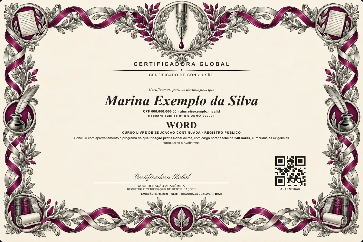 Capa do curso Word