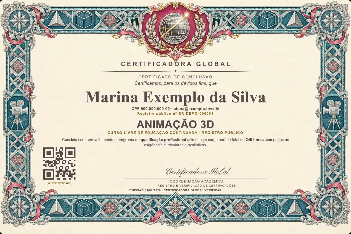 Capa do curso Animação 3D